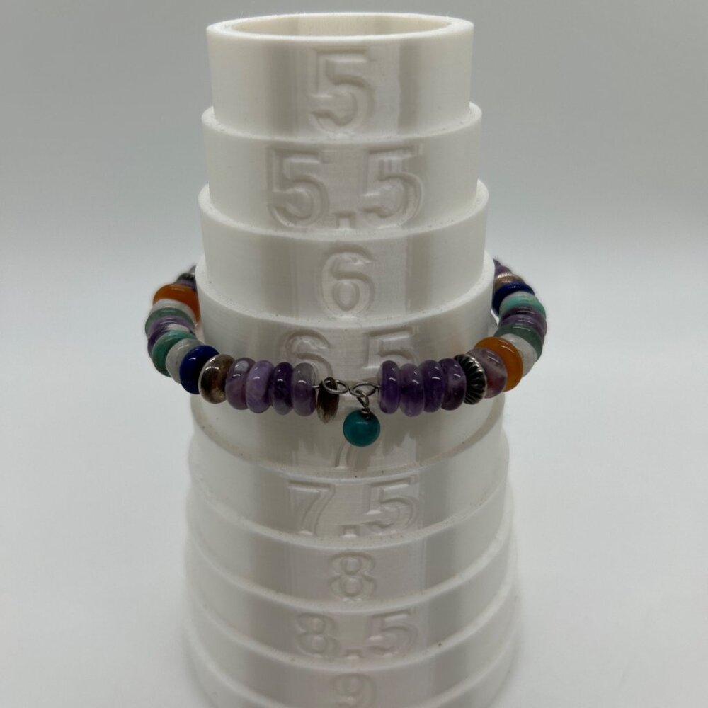 Vintage Carolyn Pollack Sterling Silver Multi Gemstone Memory Wire Bracelet 90s - Picture 13 of 13